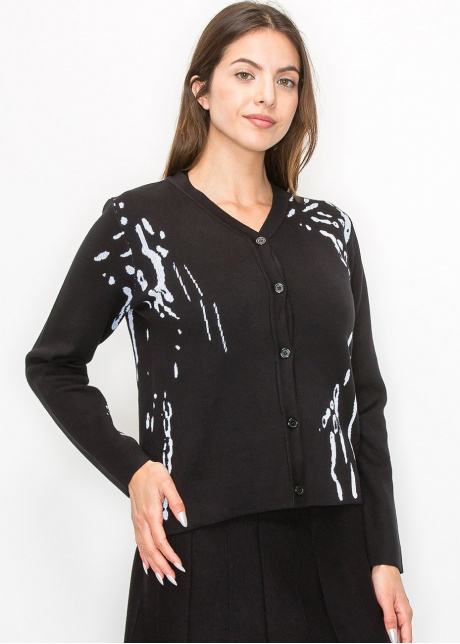 Abstract Pattern Button-Up Cardigan