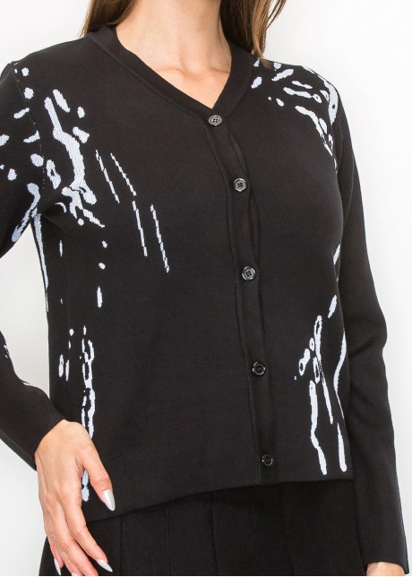 Abstract Pattern Button-Up Cardigan