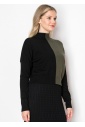 Colorblock Olive and Black Knit Sweater