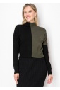 Colorblock Olive and Black Knit Sweater