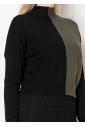 Colorblock Olive and Black Knit Sweater