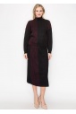 Burgundy and Black Cable Knit Contrast Skirt