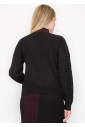 Burgundy and Black Colorblock Cable Knit Sweater