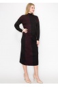 Burgundy and Black Cable Knit Contrast Skirt