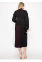 Burgundy and Black Cable Knit Contrast Skirt