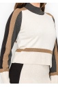 High Neck Cream and Brown Knit Sweater