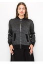 Metallic Silver Knit Bomber Jacket