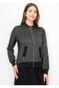 Metallic Silver Knit Bomber Jacket