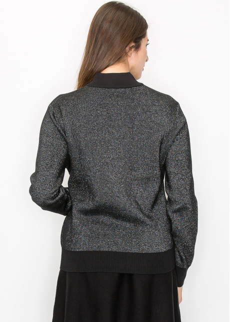 Metallic Silver Knit Bomber Jacket