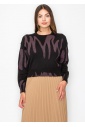 Black and Mauve Abstract Print Sweater