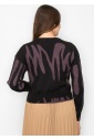 Black and Mauve Abstract Print Sweater