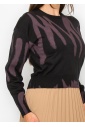 Black and Mauve Abstract Print Sweater