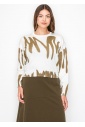 Abstract Gold on White Sweater