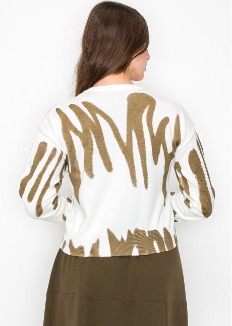 Abstract Gold on White Sweater