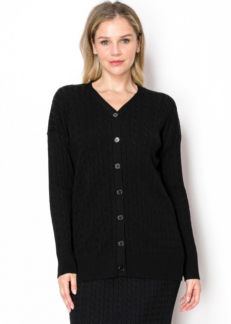 Classic Black Cable Knit Cardigan