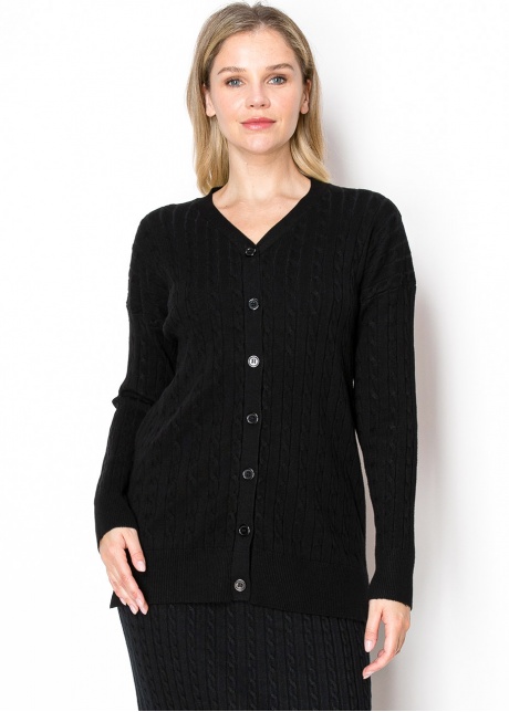Classic Black Cable Knit Cardigan
