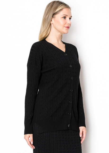 Classic Black Cable Knit Cardigan