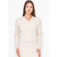 Soft Cream Cable Button Cardigan