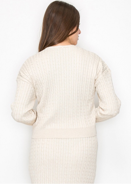 Soft Cream Cable Button Cardigan