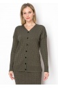 Olive Cable Knit Button-Down Cardigan