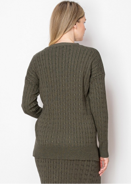 Olive Cable Knit Button-Down Cardigan