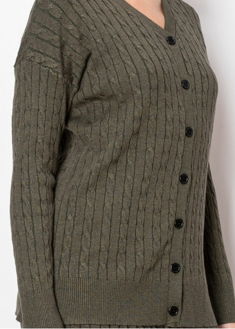 Olive Cable Knit Button-Down Cardigan