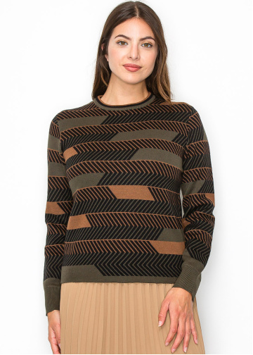 Olive Chevron Striped Pullover Olive Chevron Striped Pullover