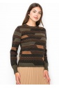 Olive Chevron Striped Pullover