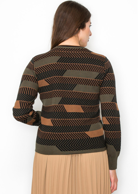 Olive Chevron Striped Pullover