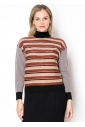 Multi-Pattern Rust and Black Sweater