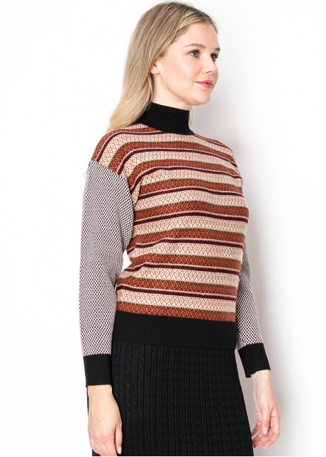 Multi-Pattern Rust and Black Sweater