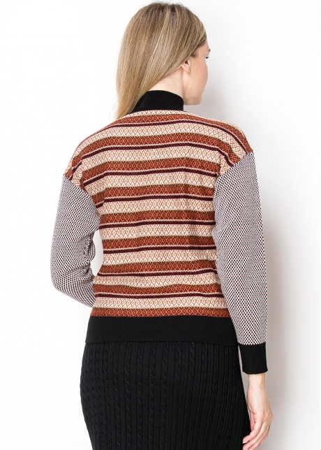 Multi-Pattern Rust and Black Sweater