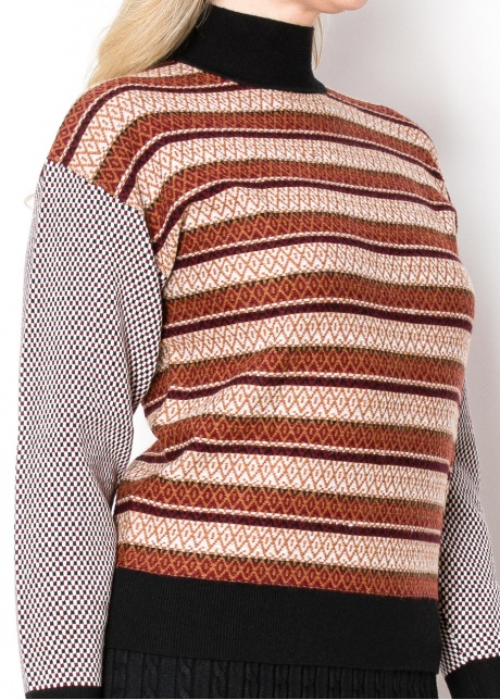 Multi-Pattern Rust and Black Sweater