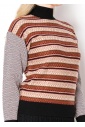 Multi-Pattern Rust and Black Sweater