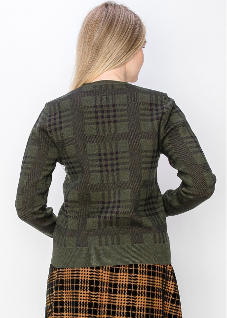Classic Olive Plaid Cardigan