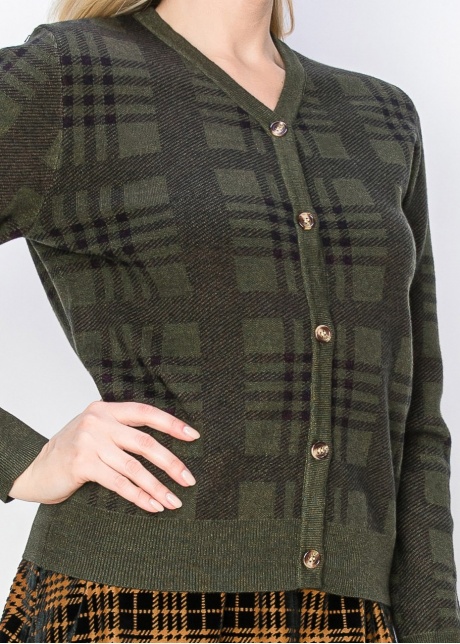 Classic Olive Plaid Cardigan