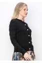 Black Textured Button-Up Cardigan