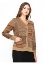 Camel Patchwork Button Cardigan