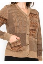 Camel Patchwork Button Cardigan