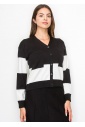 Black & White Contrast Knit Cardigan