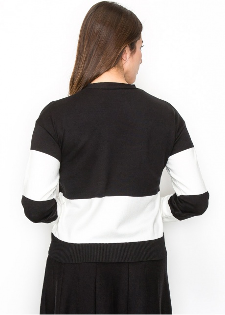 Black & White Contrast Knit Cardigan