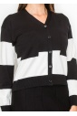 Black & White Contrast Knit Cardigan