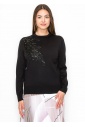 Embellished Black Knit Pullover