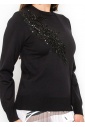 Embellished Black Knit Pullover