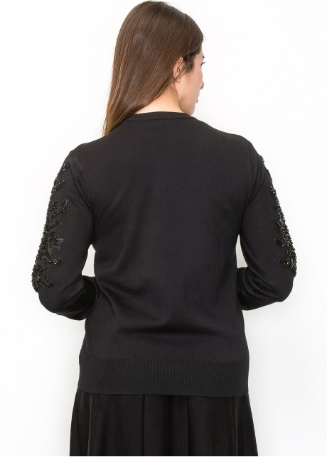 Black Sweater with Embellished Sleeves