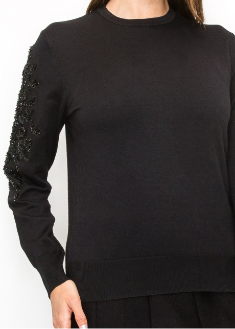 Black Sweater with Embellished Sleeves