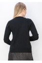 Leaf Embellished Black Knit Sweater