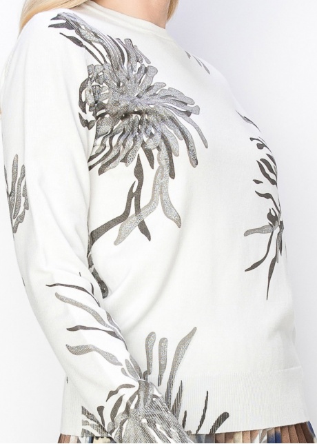 White and Silver Floral Sweater