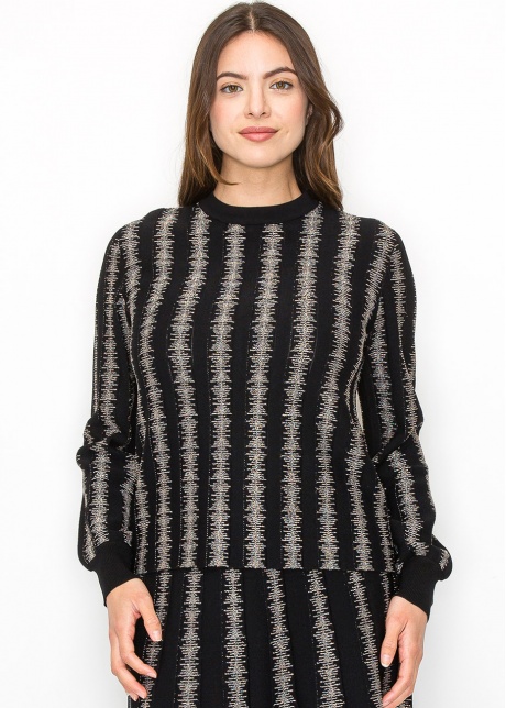 Metallic Striped Modest Sweater
