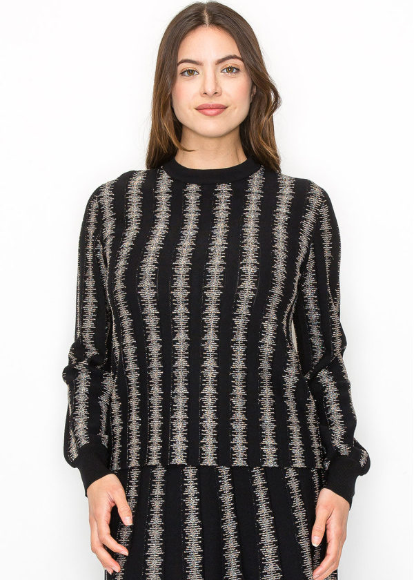 Metallic Striped Modest Sweater